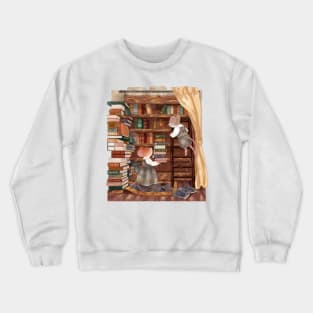 Cottagecore Mice Organizing Dark Academia Library Crewneck Sweatshirt